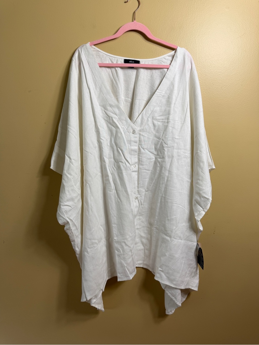 NWT Ellos 6X linen blend white button down oversize tunic